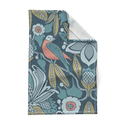 Tanager,  Blue with Coral and Olive, Jumbo