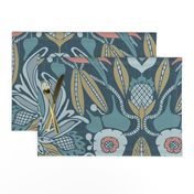 Tanager,  Blue with Coral and Olive, Jumbo