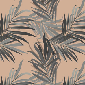 Tropical palm beige grey 