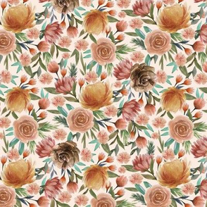 SMALL Easter flowers fabric - watercolor floral fabric, floral fabric, spring florals, muted, earth tones, 2020  florals - blush