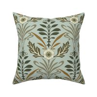 Lg - Art Nouveau - Large - Blue - Honey Bee and Flower