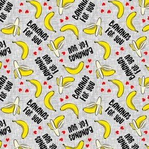 (small scale) bananas for you - grey - banana valentines - LAD20BS