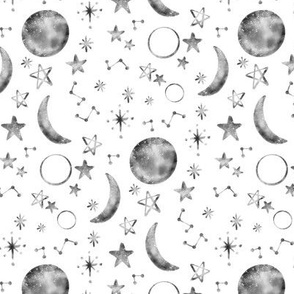 Moon Stars Constellations Gray
