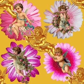 Kitsch Cupid Flowers on Golden Rod Design Challenge