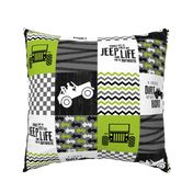 Jeep//A Little Dirt Never Hurt//Lime - Wholecloth Cheater Quilt