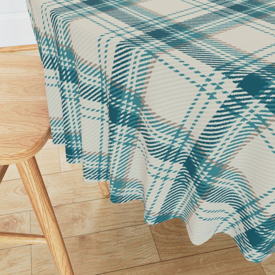 Plaid Ivory Teal Beige