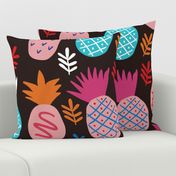 Cute hand drawn colorful pineapples on white background