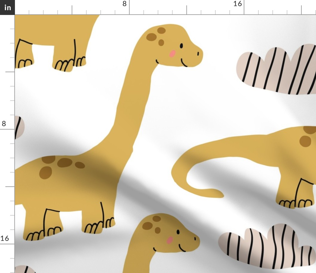 Funny cartoon dino seamless pattern. Scandinavian design. Kids dino pattern