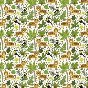 Seamless pattern of a tiger in the jungle