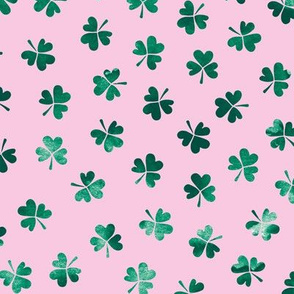 Watercolor clover garden St Patrick's Day shamrock lucky charm pink green