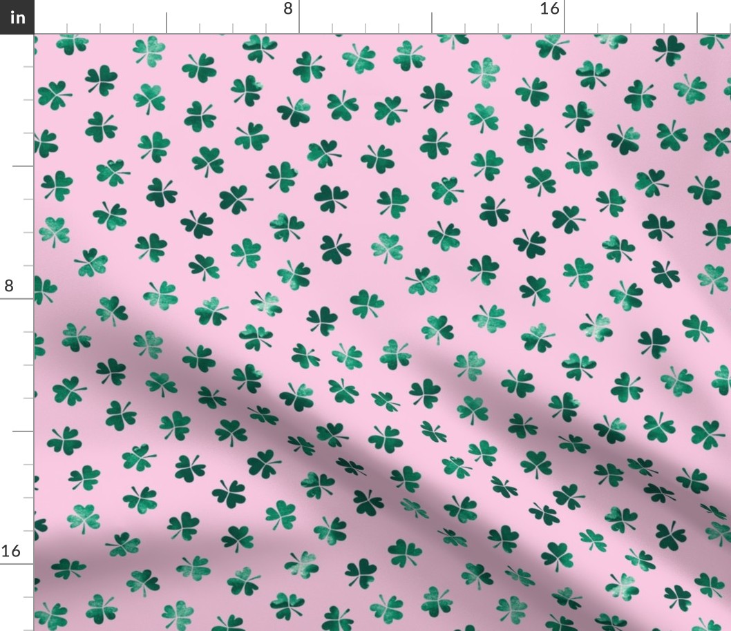 Watercolor clover garden St Patrick's Day shamrock lucky charm pink green