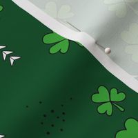 St Patrick's day little green shamrock lucky charm clover leaves forest green