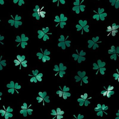 Watercolor clover garden St Patrick's Day shamrock lucky charm night emerald green