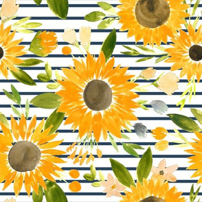 sunflower fields for fall -navy stripes 