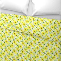 Sweet Sunflowers Field Spring Floral on Green Dots - Small 