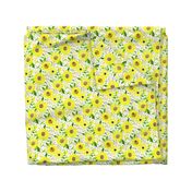 Sweet Sunflowers Field Spring Floral on Green Dots - Small 