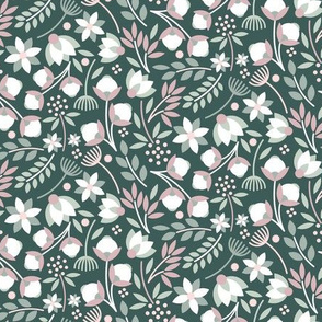 Modern Cotton Boll Floral Sage Green