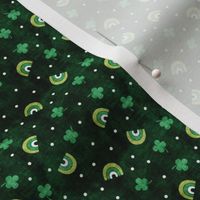 (extra small scale) Rainbows and clovers - St Pattys Day - Lucky Rainbows - dark green - LAD20BS