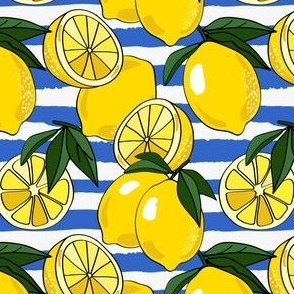 Allover Lemons on Torn Stripe