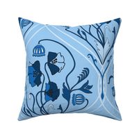 Art Nouveau Poppies - Classic Blue