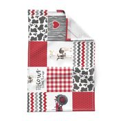 Farm//Love you till the cows come home//Tractor (Red)  - Wholecloth Cheater Quilt - Rotated