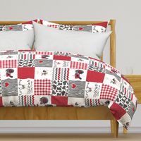 Farm//Love you till the cows come home//Tractor (Red)  - Wholecloth Cheater Quilt - Rotated