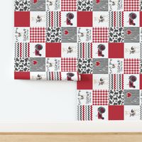 Farm//Love you till the cows come home//Tractor (Red)  - Wholecloth Cheater Quilt - Rotated