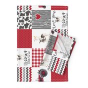 Farm//Love you till the cows come home//Tractor (Red)  - Wholecloth Cheater Quilt - Rotated