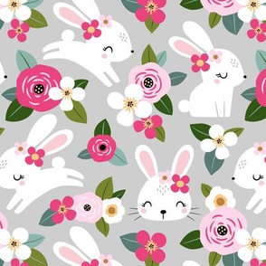 Floral Bunny / Light Grey
