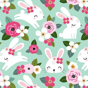 Floral Bunny / Mint