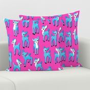 Vintage Kitsch Blue Fawns on Pink