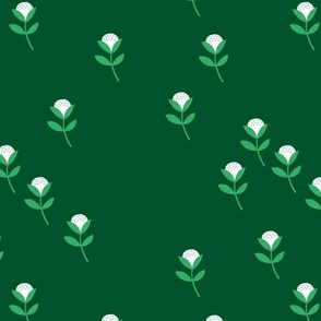 Sweet St Patrick's Day cotton flowers botanical floral spring summer print spring forest green