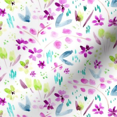 Magic meadow in violet and green ★ watercolor painted florals for modern home decor, bedding, nursery