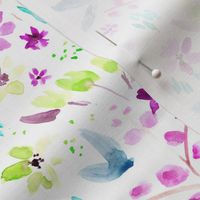 Magic meadow in violet and green ★ watercolor painted florals for modern home decor, bedding, nursery