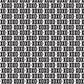 XSM xoxo black and white + red hearts UPPERcase