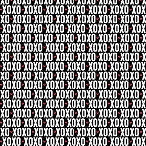 XSM xoxo black and white + red hearts reversed UPPERcase
