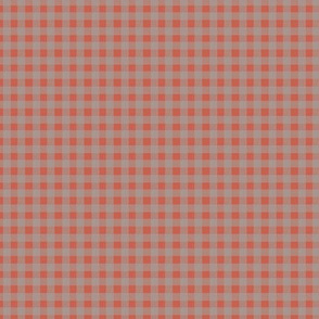 Tiny Gingham - Coral and Grey