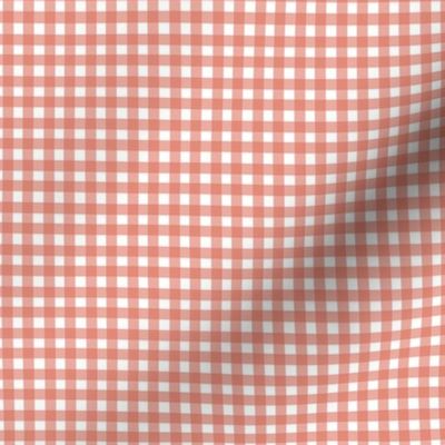 Tiny Gingham - Coral and White