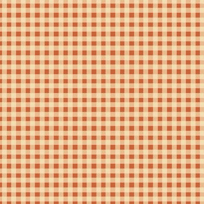 Tiny Gingham - Pale Yellow on Pumpkin Orange