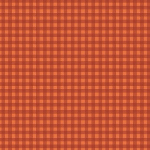 Tiny Gingham - Brick Red and Pumpkin