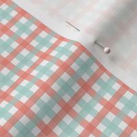 Tiny Gingham - Pastel Coral and Mint