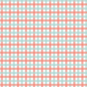 Tiny Gingham - Pastel Coral and Mint