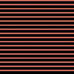 Tiny Breton Stripe - Coral and Black