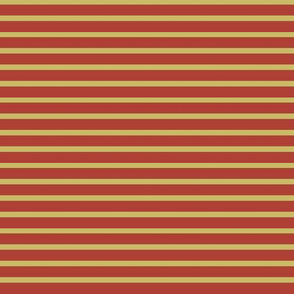 Tiny Breton Stripe - Chartreuse and Brick Red