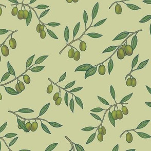 Tuscan Olive Chintz on Pale Green