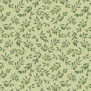 Tiny Tuscan Olive Chintz on Pale Green