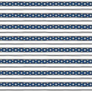 small - dots in classic blue on white horizontal