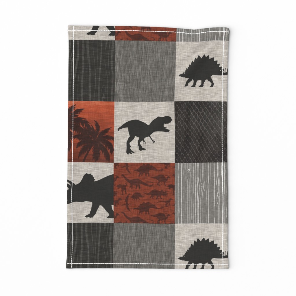 Dinosaur Roar Patchwork- brick red