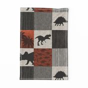 Dinosaur Roar Patchwork- brick red