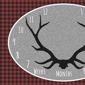 Milestone Blanket- Red, Black, grey Antlers - northwoods 